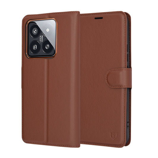 Θήκη για Xiaomi 14 Pro, Techsuit, Leather Folio, Καφέ