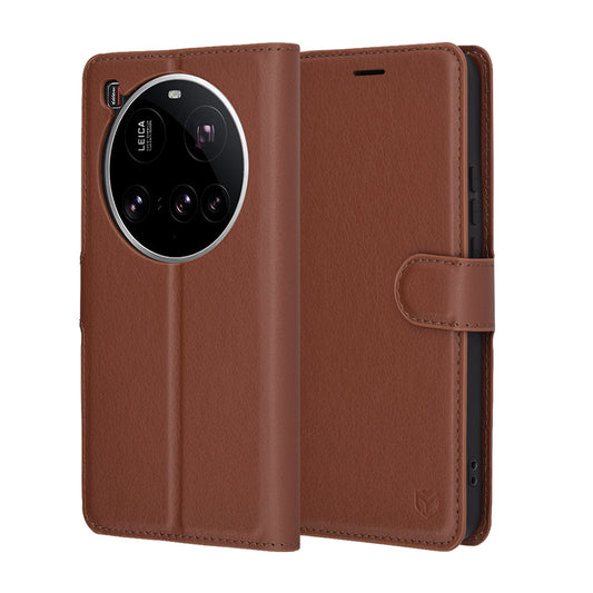 Case for Xiaomi 15 Ultra, Techsuit, Leather Folio, Brown