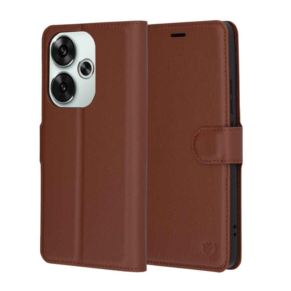 Θήκη για Xiaomi Poco F6, Techsuit, Leather Folio, Καφέ
