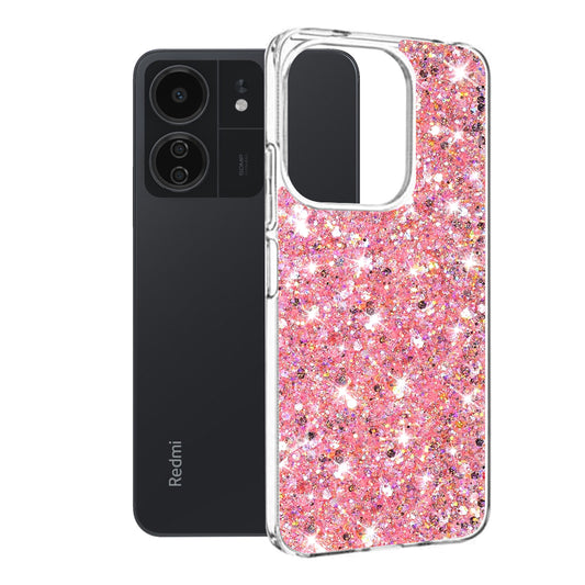 Θήκη για Xiaomi Poco M6 / C65 / Redmi 13C 5G / 13C, Techsuit, Sparkly Glitter, Ροζ