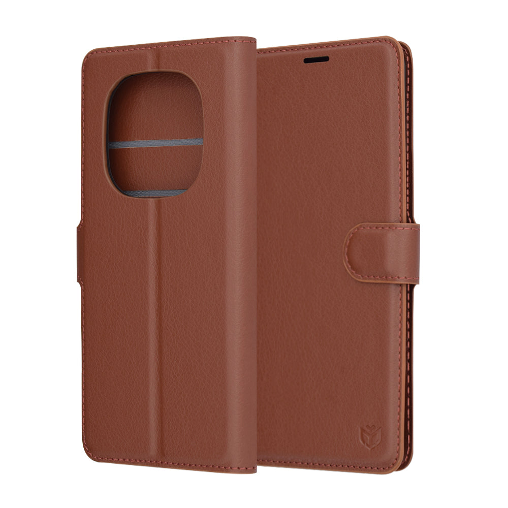Case for Xiaomi Redmi Note 14 Pro 4G, Techsuit, Leather Folio, Brown