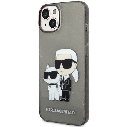 Θήκη για Apple iPhone 14 Plus, Karl Lagerfeld, IML Glitter Karl and Choupette NFT, Μαύρη