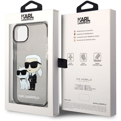 Θήκη για Apple iPhone 14 Plus, Karl Lagerfeld, IML Glitter Karl and Choupette NFT, Μαύρη