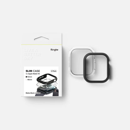 Θήκη Ringke Slim για Apple Watch Series 10 / 11 42mm, Σετ 2 τεμαχίων, Μαύρη Ματ / Διαφανής