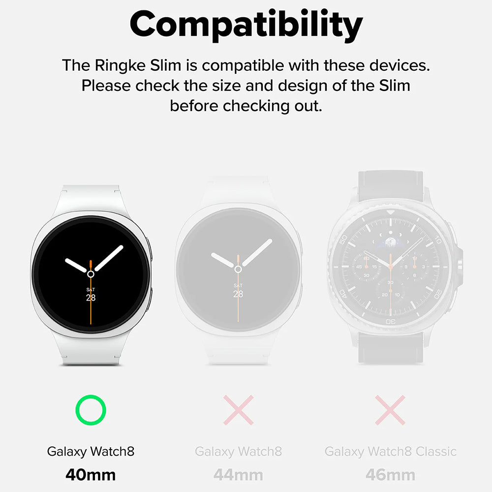 Θήκη Ringke Slim για Samsung Galaxy Watch8 40mm, Σετ 2 τεμαχίων, Μαύρο Ματ