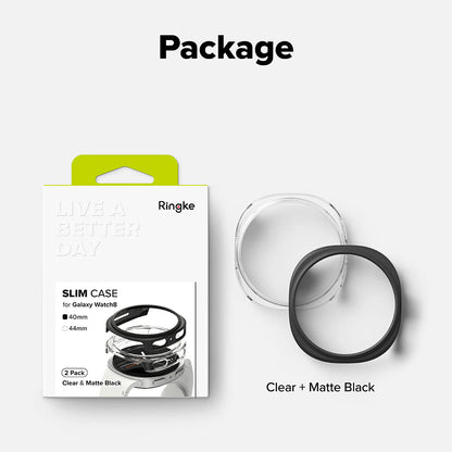 Θήκη Ringke Slim για Samsung Galaxy Watch8 40mm, Σετ 2 τεμαχίων, Μαύρο Ματ