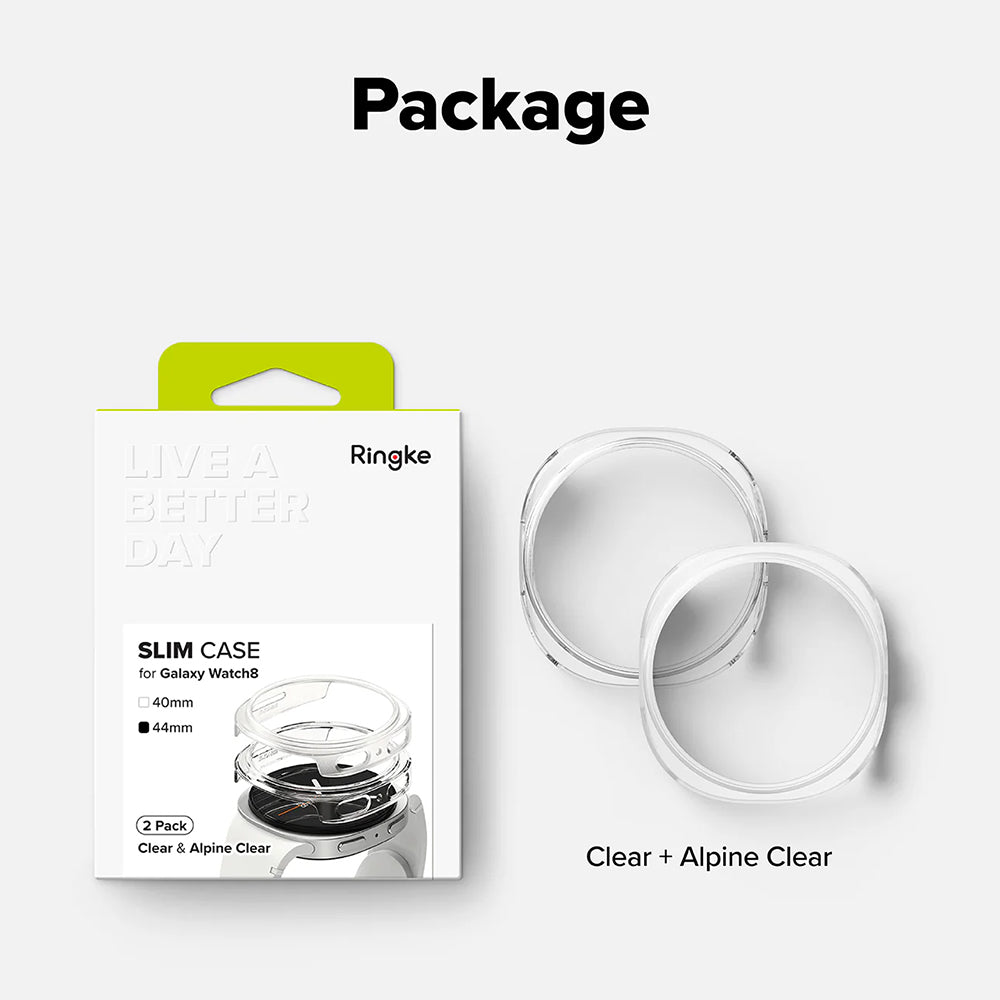 Θήκη Ringke Slim για Samsung Galaxy Watch8 44mm, Σετ 2 τεμαχίων, Διαφανής