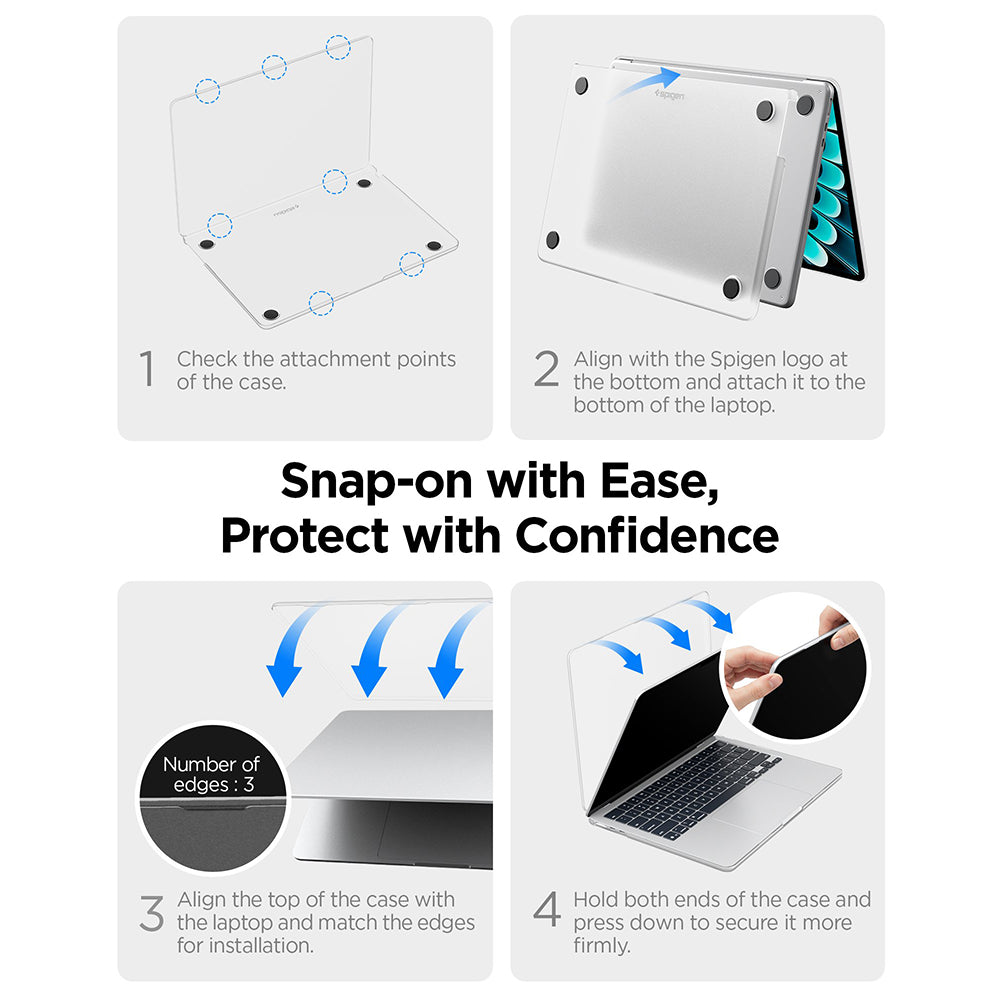 Θήκη Spigen Airskin για Apple MacBook Air 13 ιντσών (2026) / (2025) / (2024) / (2022), Διαφανής Ματ ACS11530