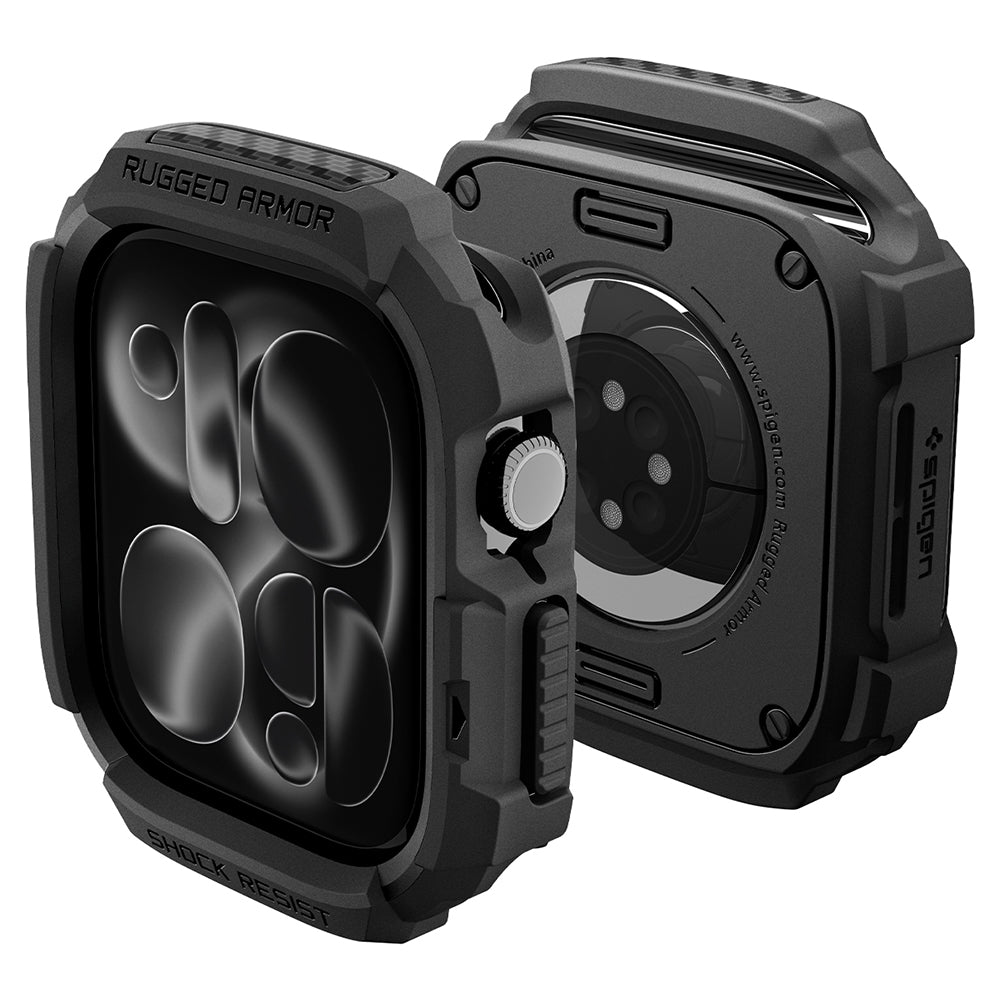 Θήκη Spigen Rugged Armor για Apple Watch Series 12 46mm, Μαύρο Ματ ACS11886