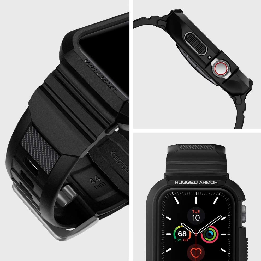 Θήκη Spigen Rugged Armor Pro για Apple Watch 44mm Series, Μαύρη 062CS25324