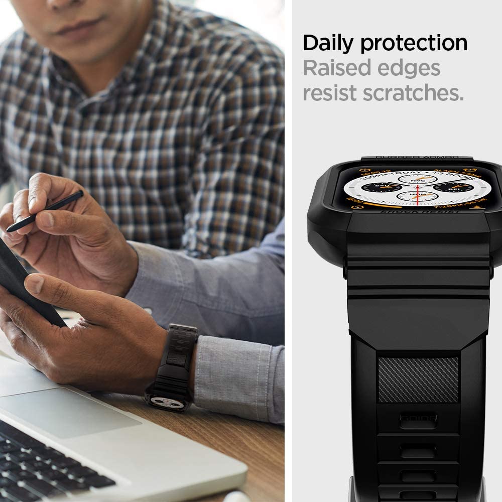 Θήκη Spigen Rugged Armor Pro για Apple Watch 44mm Series, Μαύρη 062CS25324