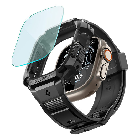Θήκη Spigen Rugged Armor Pro με προστατευτικό οθόνης για Apple Watch Ultra Series, Μαύρη ACS12053