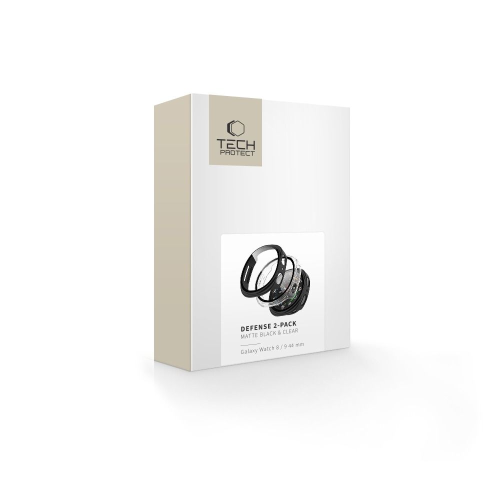 Θήκη Tech-Protect Defense για Samsung Galaxy Watch 9 / Watch8 44mm, Σετ 2 τεμάχια, Μαύρο / Διαφανές