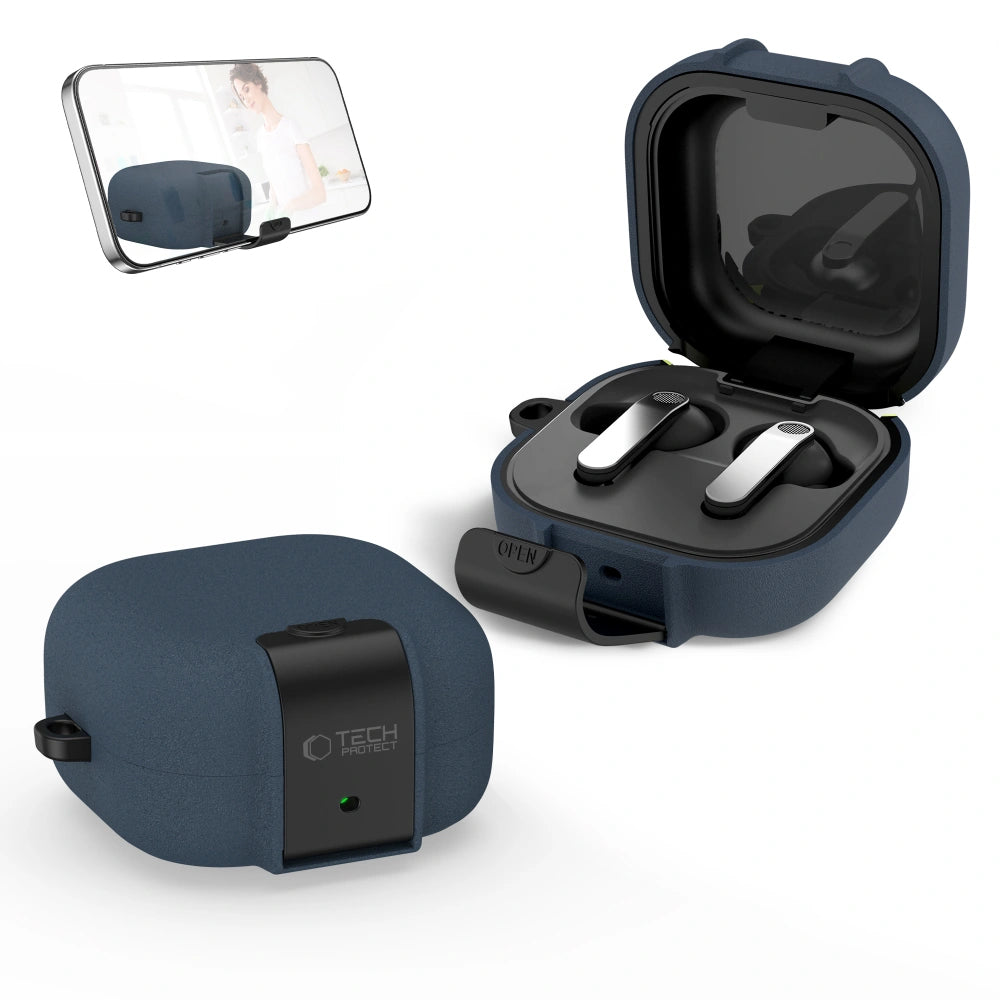 Θήκη Tech-Protect Slim Hook για Samsung Galaxy Buds4 / Buds4 Pro, Μπλε Ναυτικό