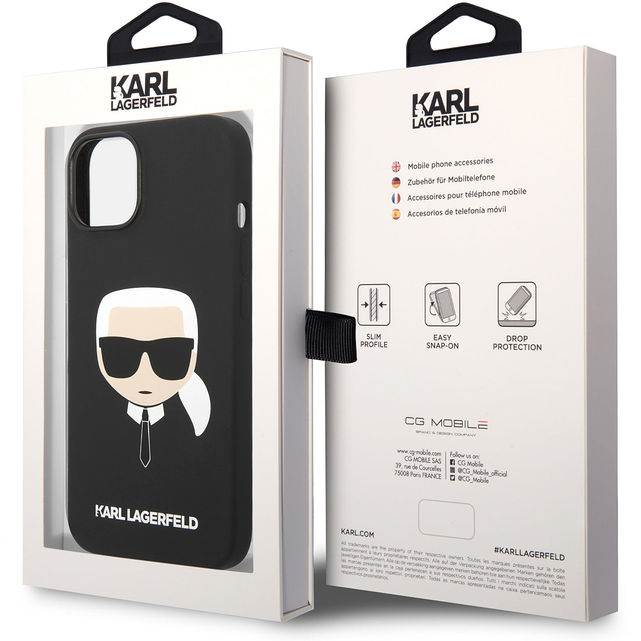 Θήκη για Apple iPhone 14 Plus, Karl Lagerfeld, Silicone Karl's Head, Μαύρη