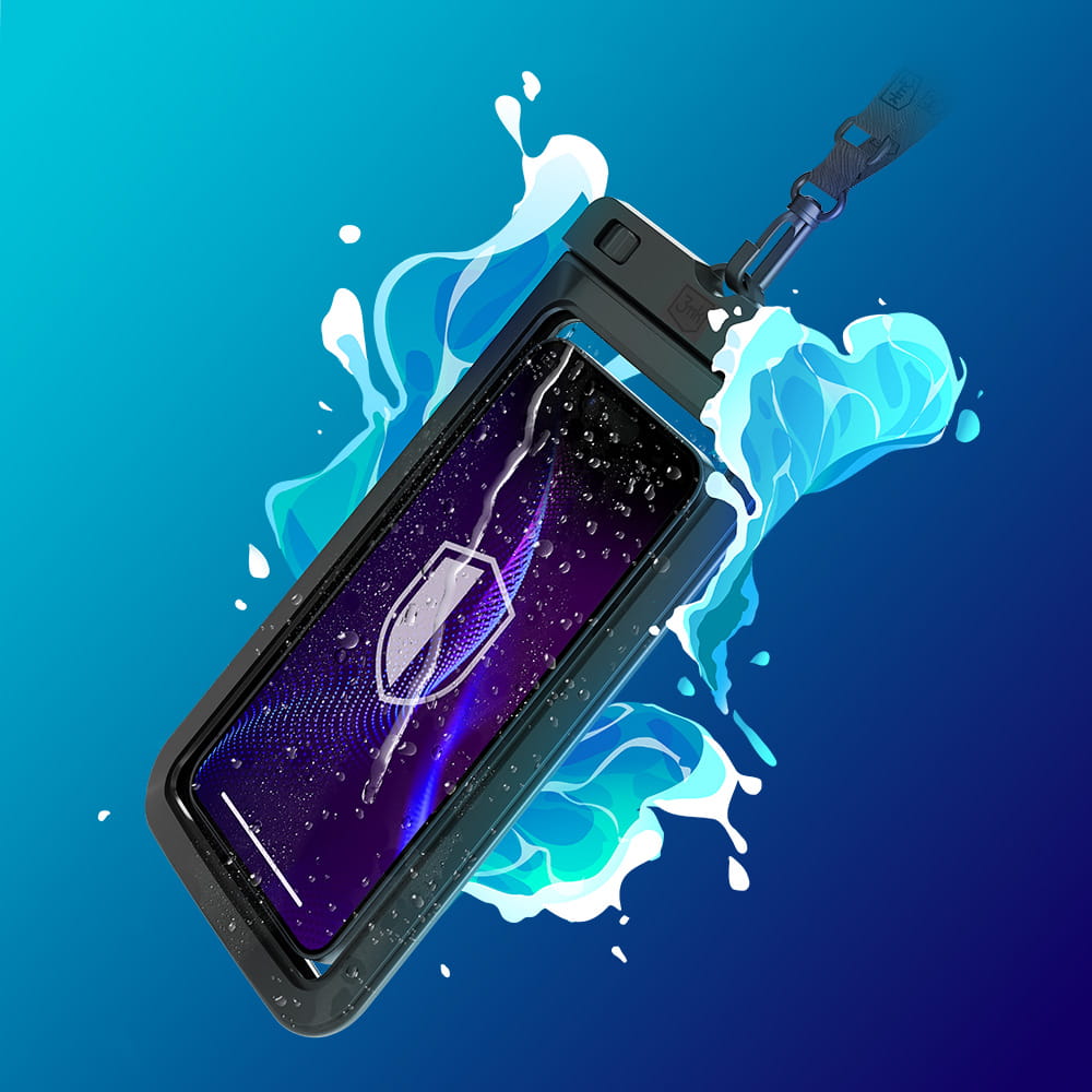 Universal Waterproof Case for Phone max. 7inch, 3MK, Hydro, Black
