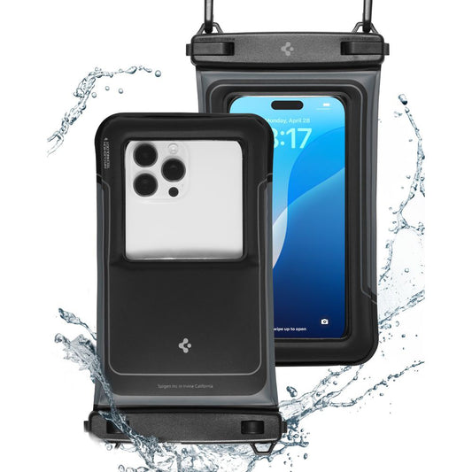 Θήκη Αδιάβροχη Παγκόσμια για Τηλέφωνο max. 6.9inch, Spigen, A611P, Σετ 2 τεμαχίων, Ματ Μαύρη ACS09348