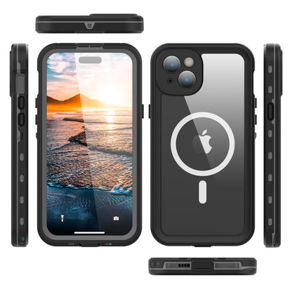 Waterproof MagSafe Case for Apple iPhone 15 Plus, ShellBox, Black