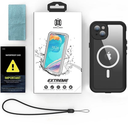 Waterproof MagSafe Case for Apple iPhone 15 Plus, ShellBox, Black