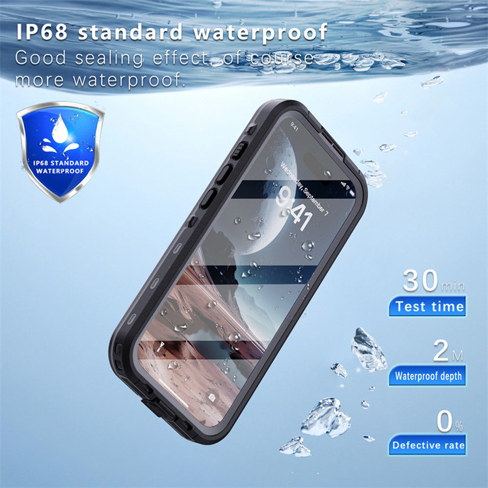 Waterproof Case for Apple iPhone 16, ShellBox, Black