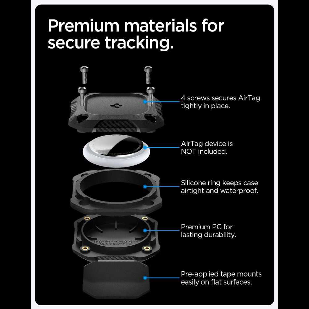 Θήκη Waterproof Spigen Tough Armor για Apple AirTag, Μαύρη ACS09781