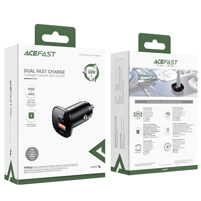 Φορτιστής Αυτοκινήτου Acefast B1, 38W, 3A, 1 x USB-A - 1 x USB-C, Μαύρος