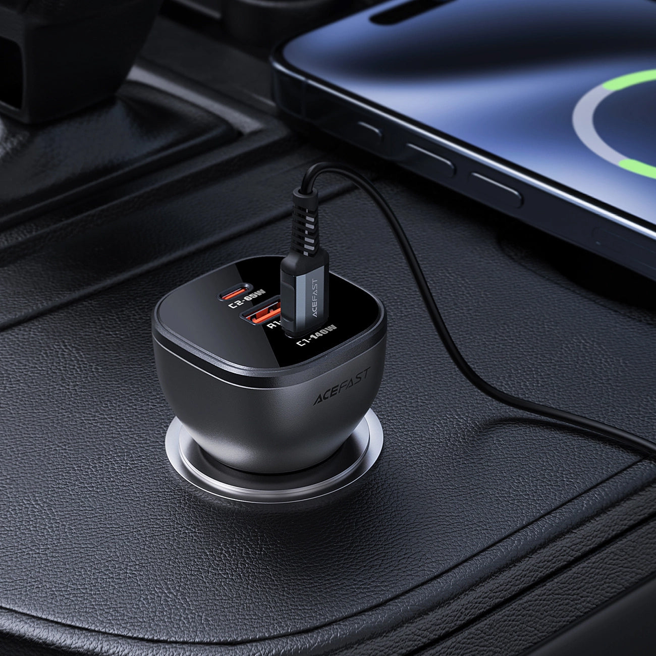 Φορτιστής Αυτοκινήτου Acefast B14, 165W, 5A, 1 x USB-A - 2 x USB-C, Μαύρο