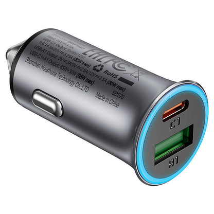 Φορτιστής Αυτοκινήτου Acefast B16, 95W, 3.25A, 1 x USB-A - 1 x USB-C, Γκρι