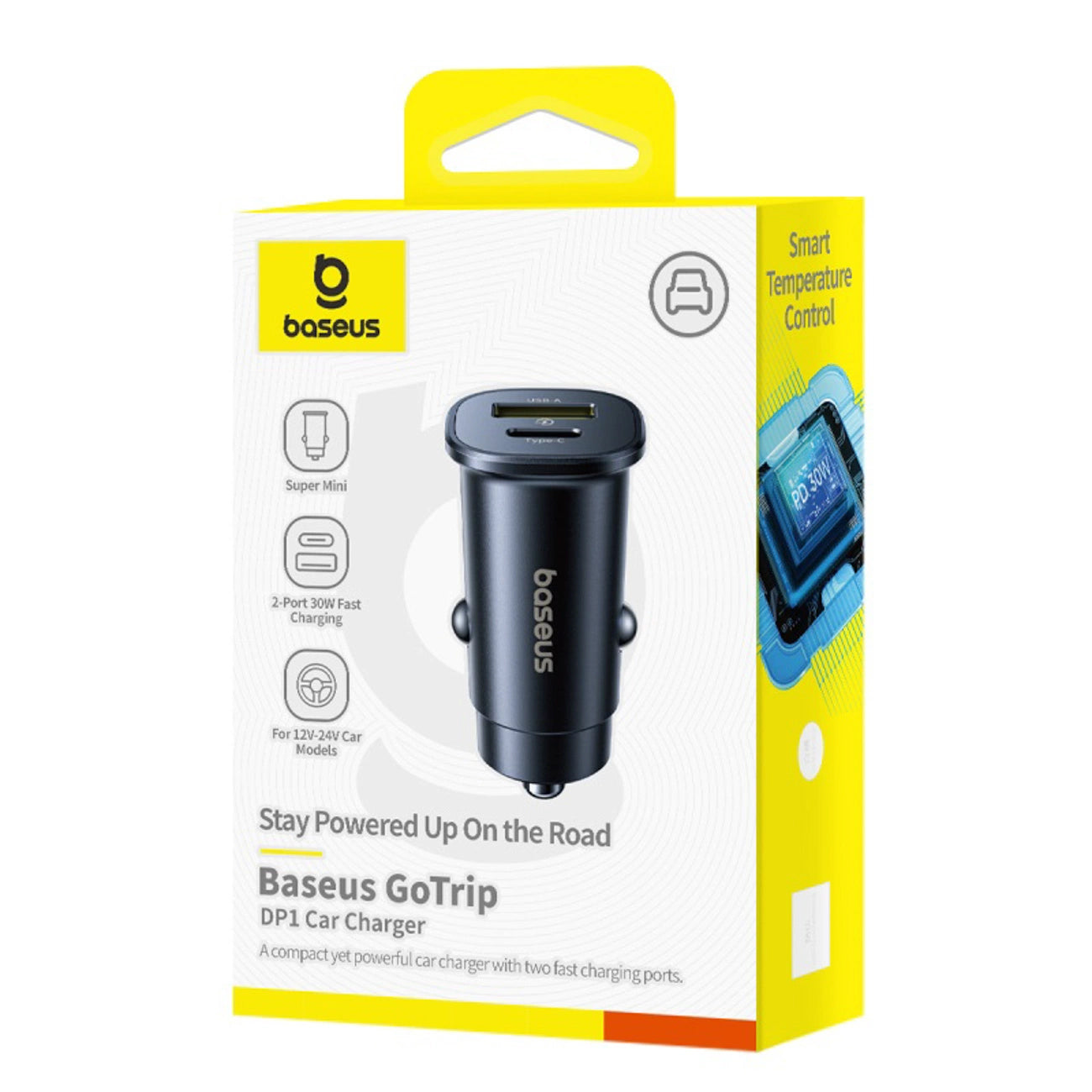 Φορτιστής Αυτοκινήτου Baseus GoTrip, 30W, 3A, 1 x USB-A - 1 x USB-C, Μαύρο