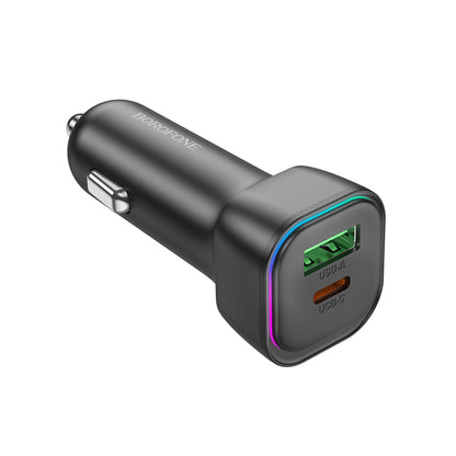 Φορτιστής Αυτοκινήτου Borofone BZ28A Trophie, 30W, 3A, 1 x USB-A - 1 x USB-C, Μαύρο