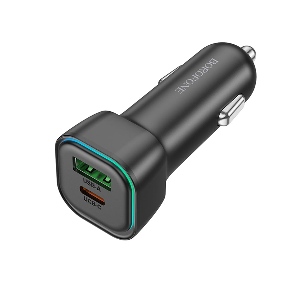 Φορτιστής Αυτοκινήτου Borofone BZ28A Trophie, 30W, 3A, 1 x USB-A - 1 x USB-C, Μαύρο