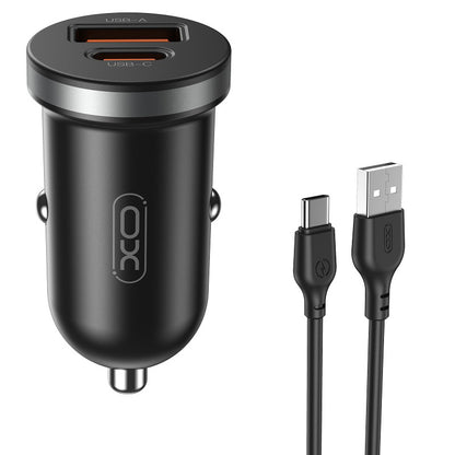 Φορτιστής Αυτοκινήτου με Καλώδιο USB-C XO Design CC56, 30W, 3A, 1 x USB-A - 1 x USB-C, Μαύρο