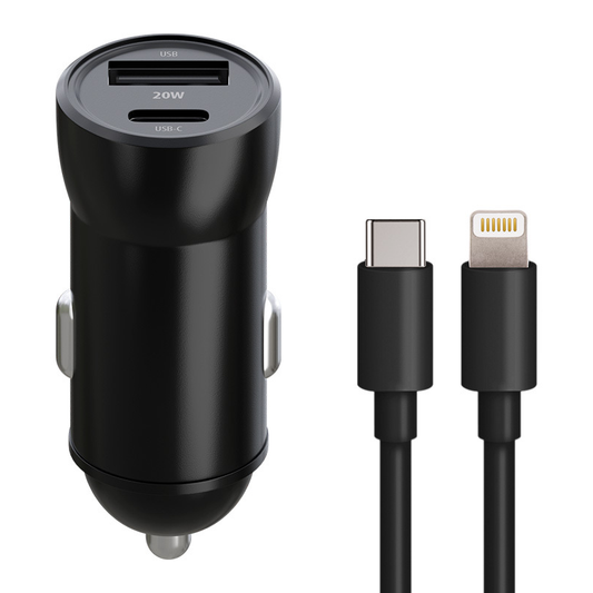 Φορτιστής Αυτοκινήτου με Καλώδιο Lightning MaXlife MXCC-04, 20W, 3A, 1 x USB-A - 1 x USB-C, Μαύρο