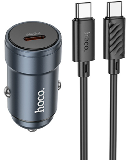 Φορτιστής Αυτοκινήτου με Καλώδιο USB-C HOCO Z57, 30W, 3A, 1 x USB-C, Γκρι
