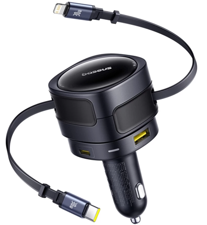 Baseus Enjoyment Max Car Charger with USB-C / Lightning Cable, 90W, 1 x USB-A - 1 x USB-C, Black C00035507121-02