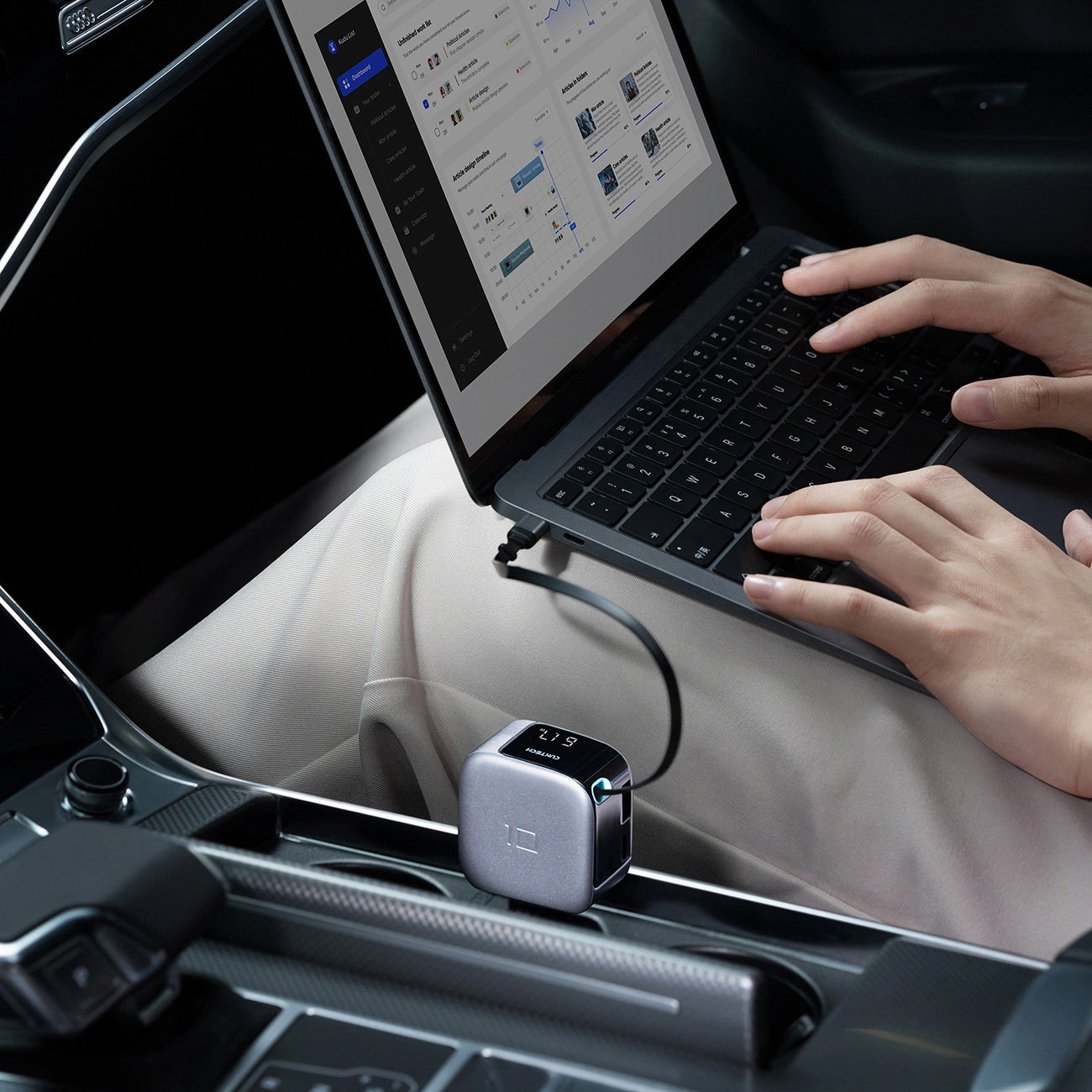 Φορτιστής Αυτοκινήτου με Καλώδιο USB-C Cuktech CC903P Οθόνη, 100W, 5A, 1 x USB-A - 1 x USB-C, Γκρι