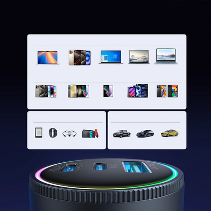 Φορτιστής Αυτοκινήτου με Καλώδιο USB-C Joyroom JR-CCN07, 145W, 5A, 1 x USB-A - 2 x USB-C, Γκρι