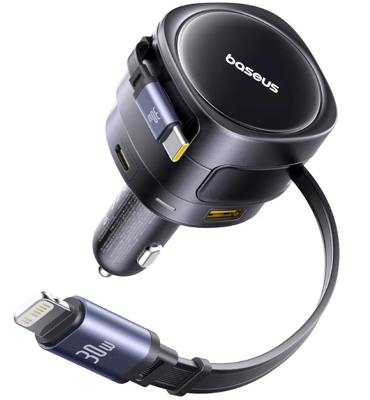 Φορτιστής αυτοκινήτου με καλώδιο USB-C / Lightning Baseus Enjoyment Max, 90 W, 1 x USB-A - 1 x USB-C, Μαύρος C00035507121-02