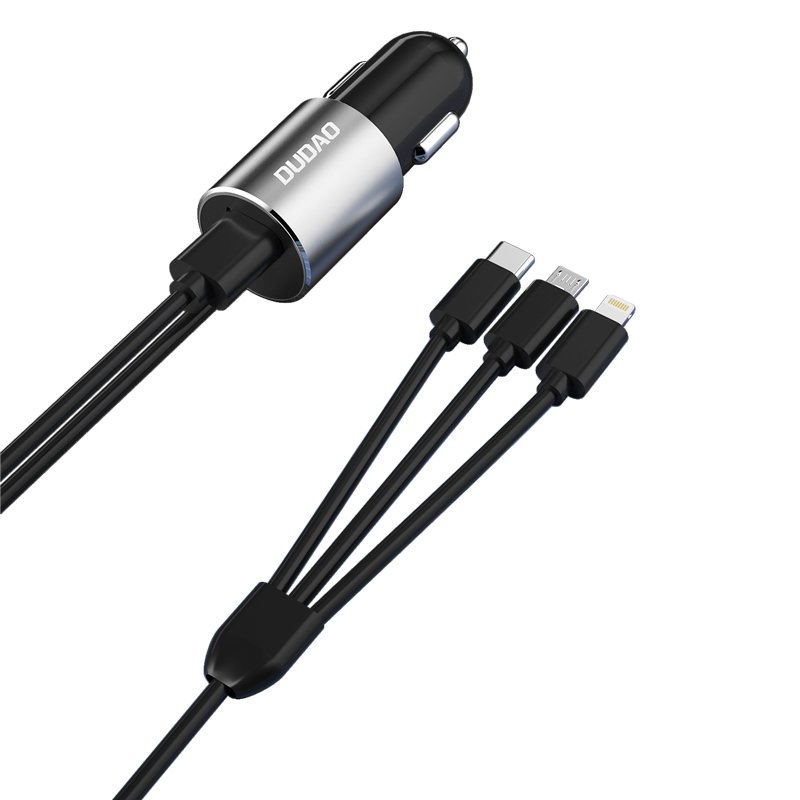 Φορτιστής Αυτοκινήτου με Καλώδιο Lightning / microUSB / USB-C Dudao R5ProN, 17W, 3.4A, 1 x USB-A, Μαύρο