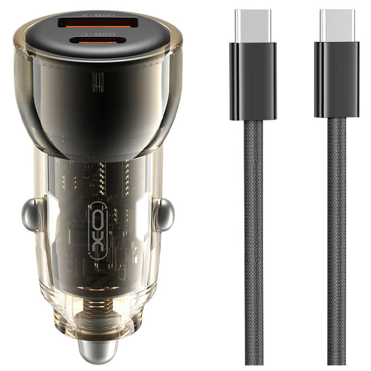 Car Charger with USB-C Cable XO Design CC60, 60W, 3A, 1 x USB-A - 1 x USB-C, Black