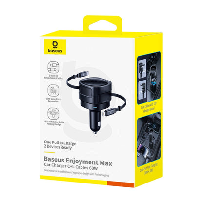 Φορτιστής Αυτοκινήτου με Καλώδιο USB-C / Lightning Baseus Enjoyment Max, 60W, 3A, Μαύρος C00035507121-00