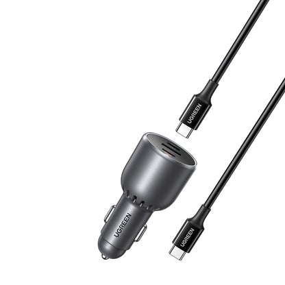 Φορτιστής Αυτοκινήτου με Καλώδιο USB-C UGREEN EC705, 130W, 5A, 1 x USB-A - 2 x USB-C, Γκρι