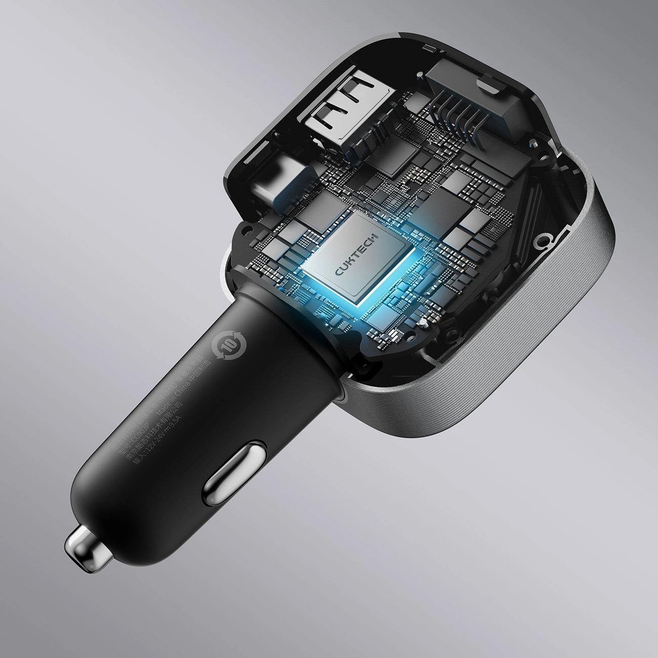 Φορτιστής Αυτοκινήτου με Καλώδιο USB-C Cuktech CC903P Οθόνη, 100W, 5A, 1 x USB-A - 1 x USB-C, Γκρι