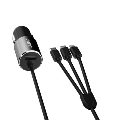 Φορτιστής Αυτοκινήτου με Καλώδιο Lightning / microUSB / USB-C Dudao R5ProN, 17W, 3.4A, 1 x USB-A, Μαύρο