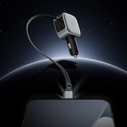 Φορτιστής Αυτοκινήτου με Καλώδιο USB-C Cuktech CC903P Οθόνη, 100W, 5A, 1 x USB-A - 1 x USB-C, Γκρι