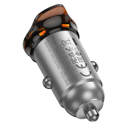 Φορτιστής Αυτοκινήτου με Καλώδιο USB-C HOCO NZ16A, 43W, 3A, 1 x USB-A - 1 x USB-C, Γκρι
