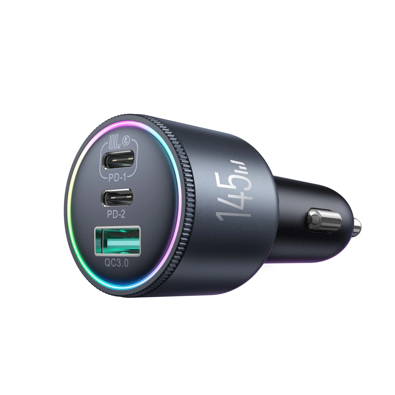 Φορτιστής Αυτοκινήτου με Καλώδιο USB-C Joyroom JR-CCN07, 145W, 5A, 1 x USB-A - 2 x USB-C, Γκρι