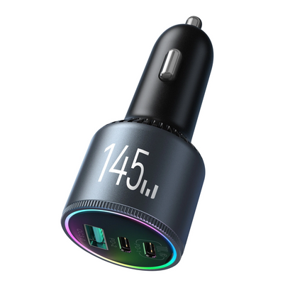 Φορτιστής Αυτοκινήτου με Καλώδιο USB-C Joyroom JR-CCN07, 145W, 5A, 1 x USB-A - 2 x USB-C, Γκρι