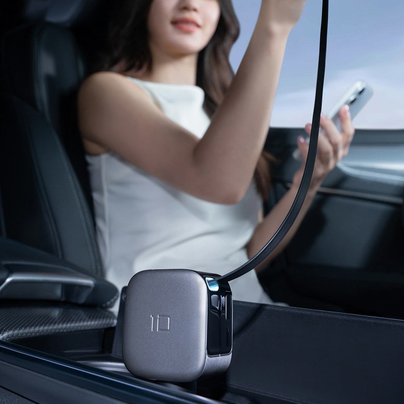 Φορτιστής Αυτοκινήτου με Καλώδιο USB-C Cuktech CC903P Οθόνη, 100W, 5A, 1 x USB-A - 1 x USB-C, Γκρι