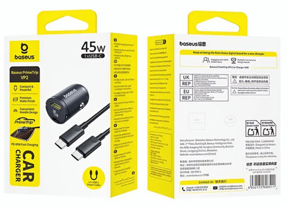 Φορτιστής Αυτοκινήτου με Καλώδιο USB-C Baseus PrimeTrip VP2, 45W, 3A, 1 x USB-C, Μαύρο C0206800